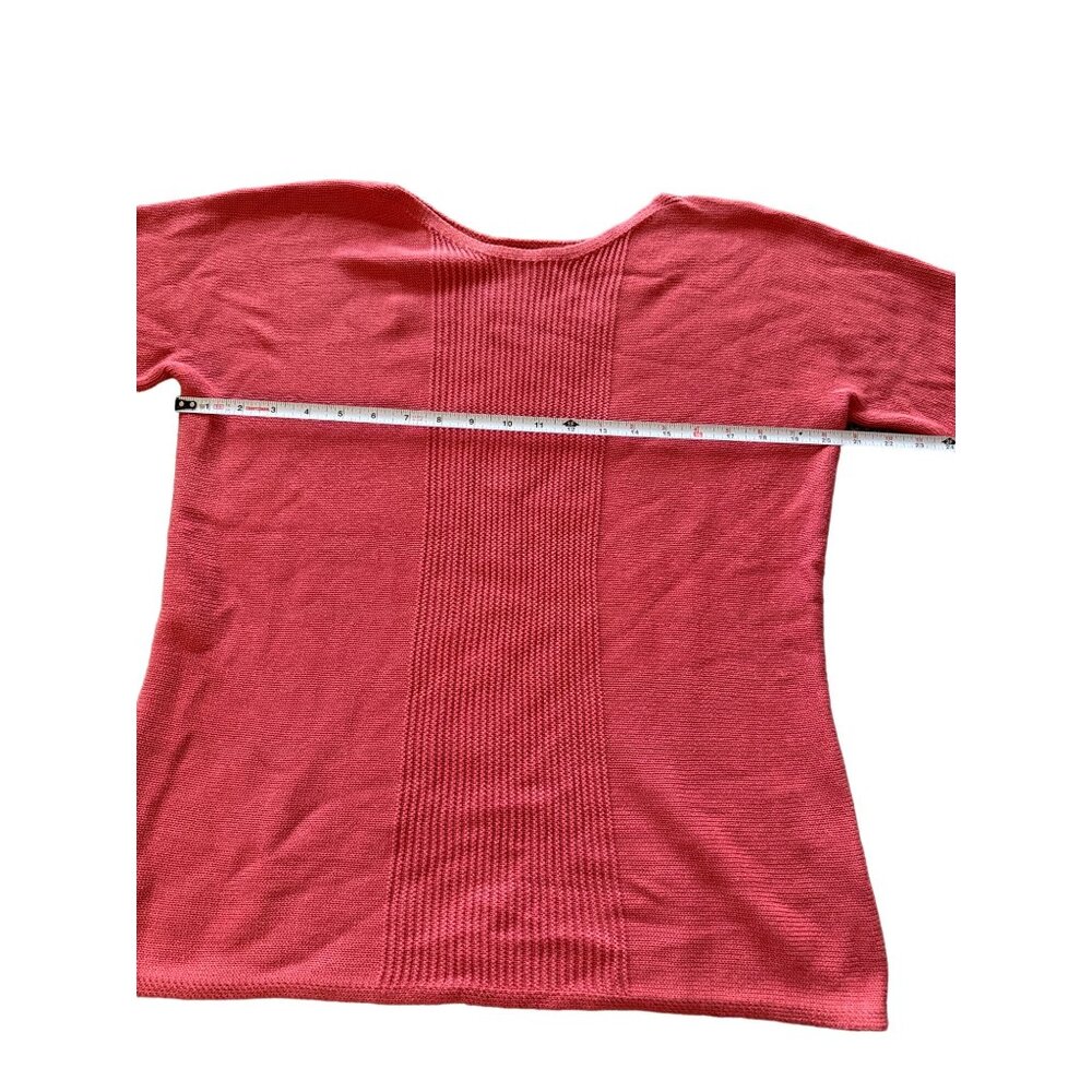 Pendleton Coral Pink Cotton Knit Sweater Top Short Sleeve Ribbed Scoop Neck XL i - Picture 4 of 6